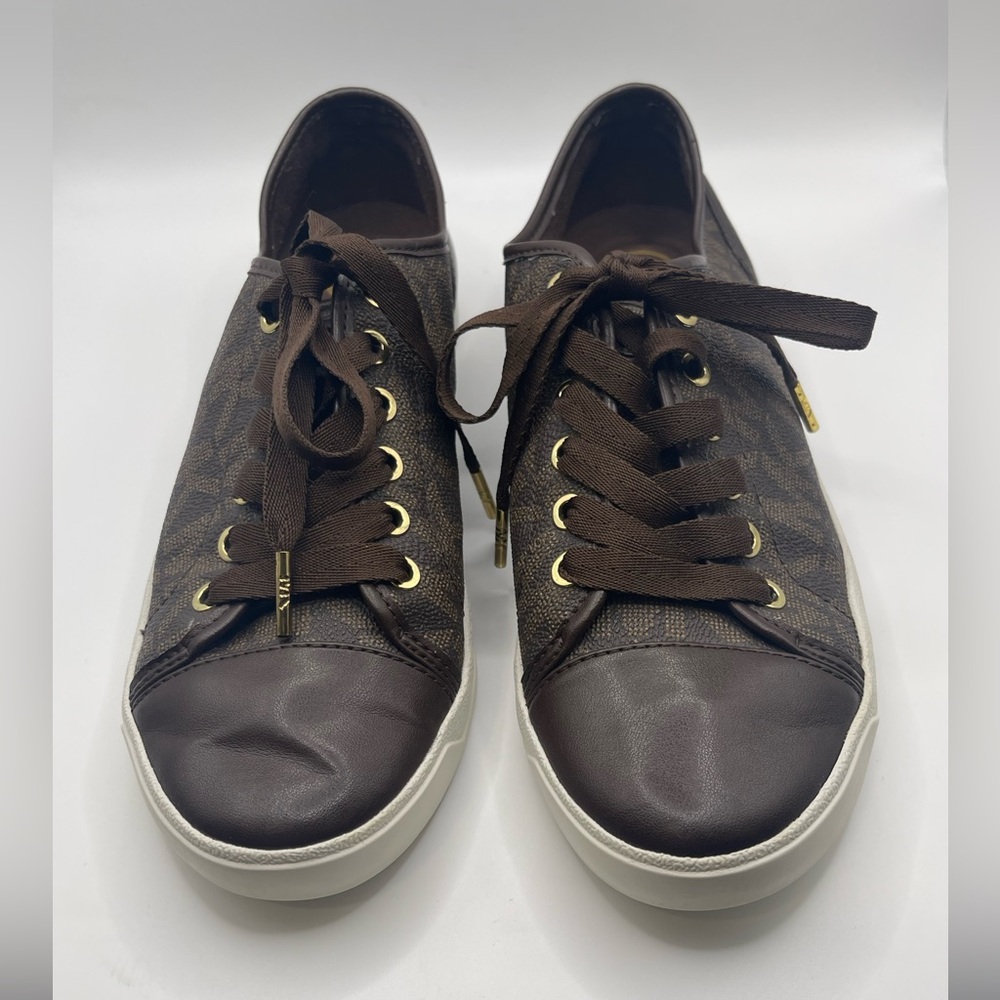 Size 9 Michael Kors Women's MK Signature City Brown Sneaker